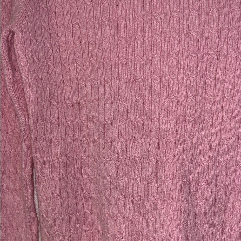 Marina Luna 100% Cashmere Pink Cable Knit Turtleneck Sweater - Picture 3 of 5